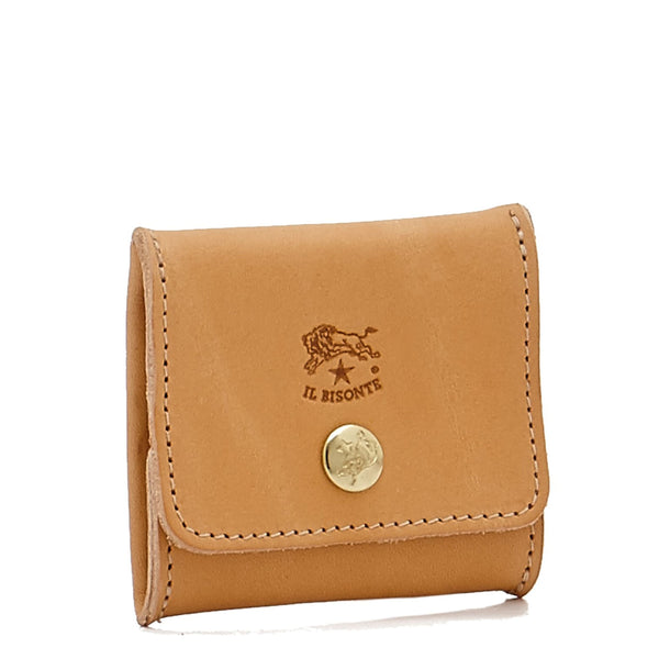 Porte monnaie en cuir couleur naturel