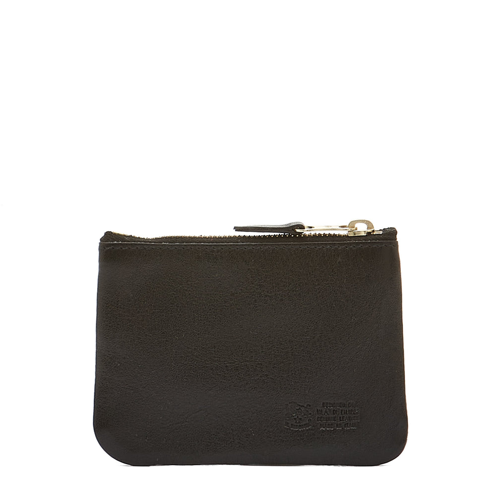 Coin purse in calf leather color black