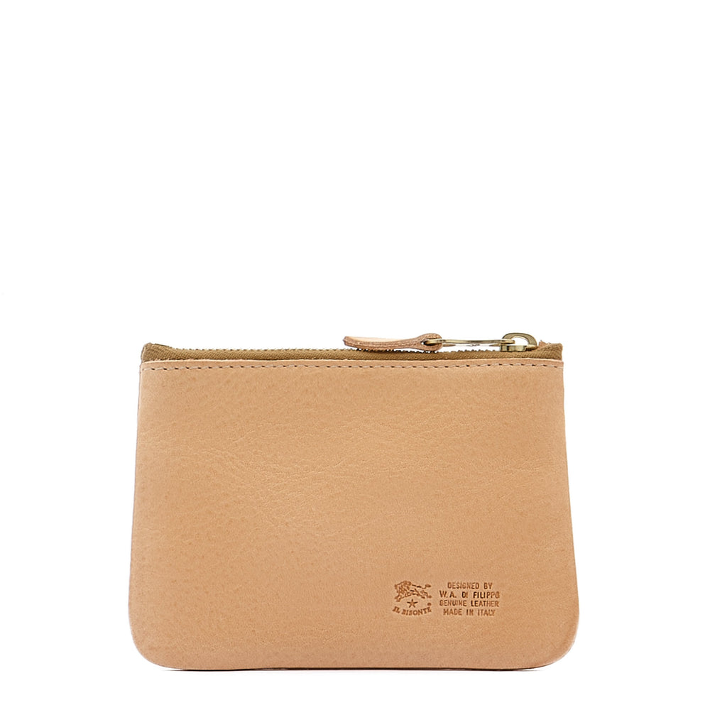 Coin purse in calf leather color natural