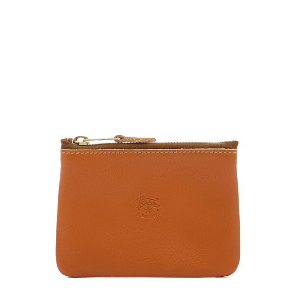 Porte monnaie en cuir couleur caramel