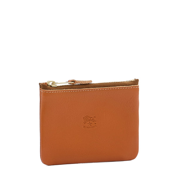 Porte monnaie en cuir couleur caramel