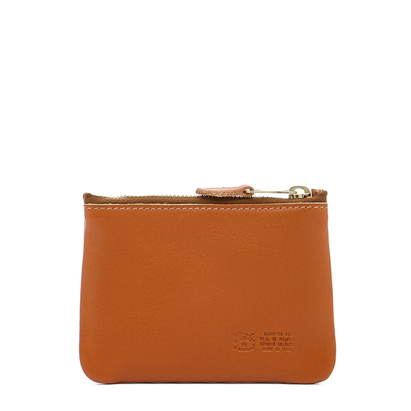 Porte monnaie en cuir couleur caramel