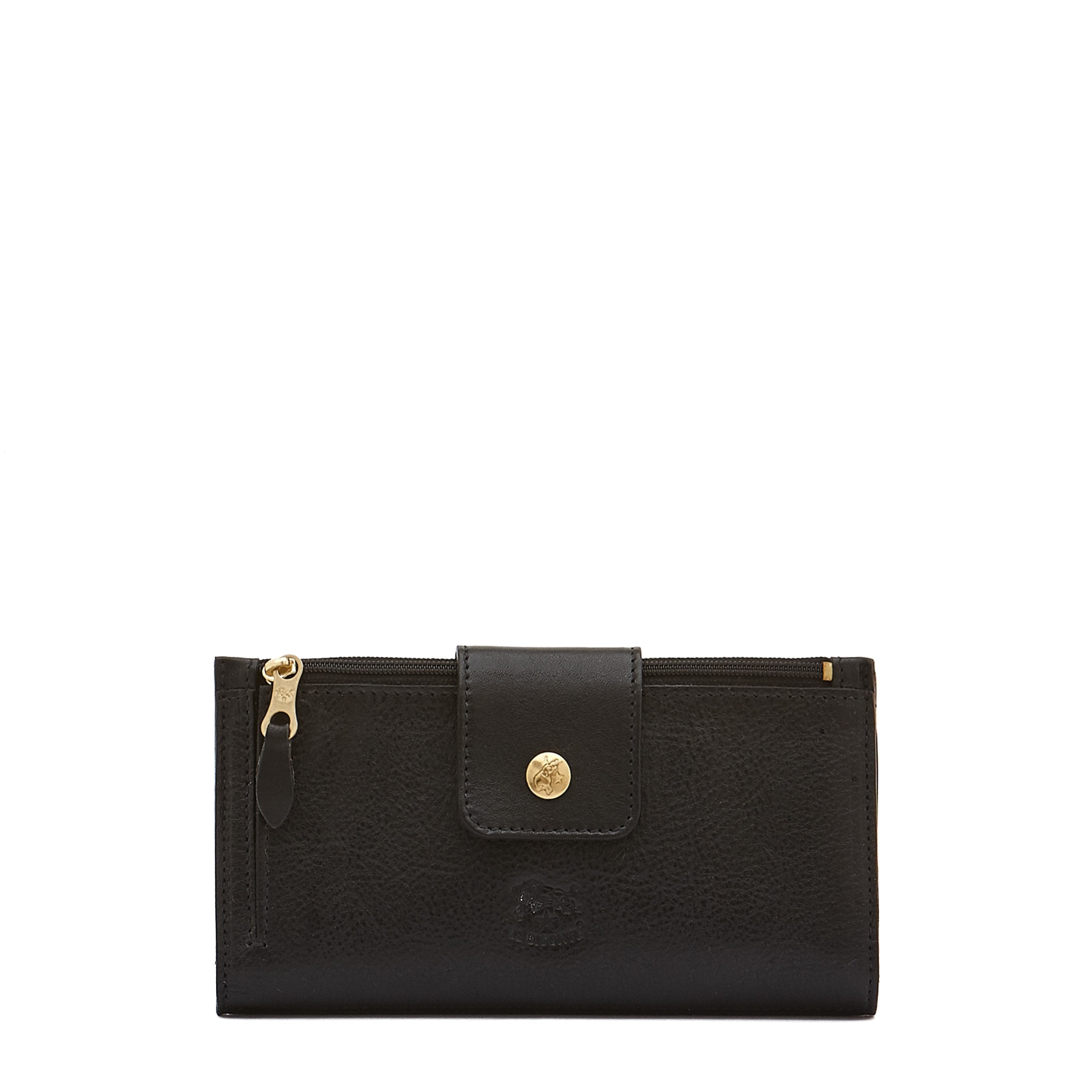 Women's continental wallet in calf leather color black