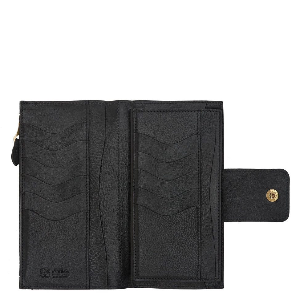 Women's continental wallet in calf leather color black