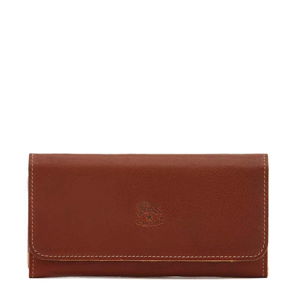 Women's continental wallet in vintage leather color sepia