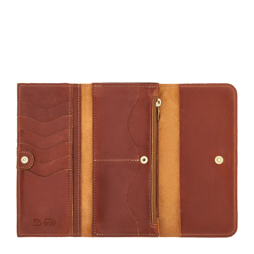 Women's continental wallet in vintage leather color sepia