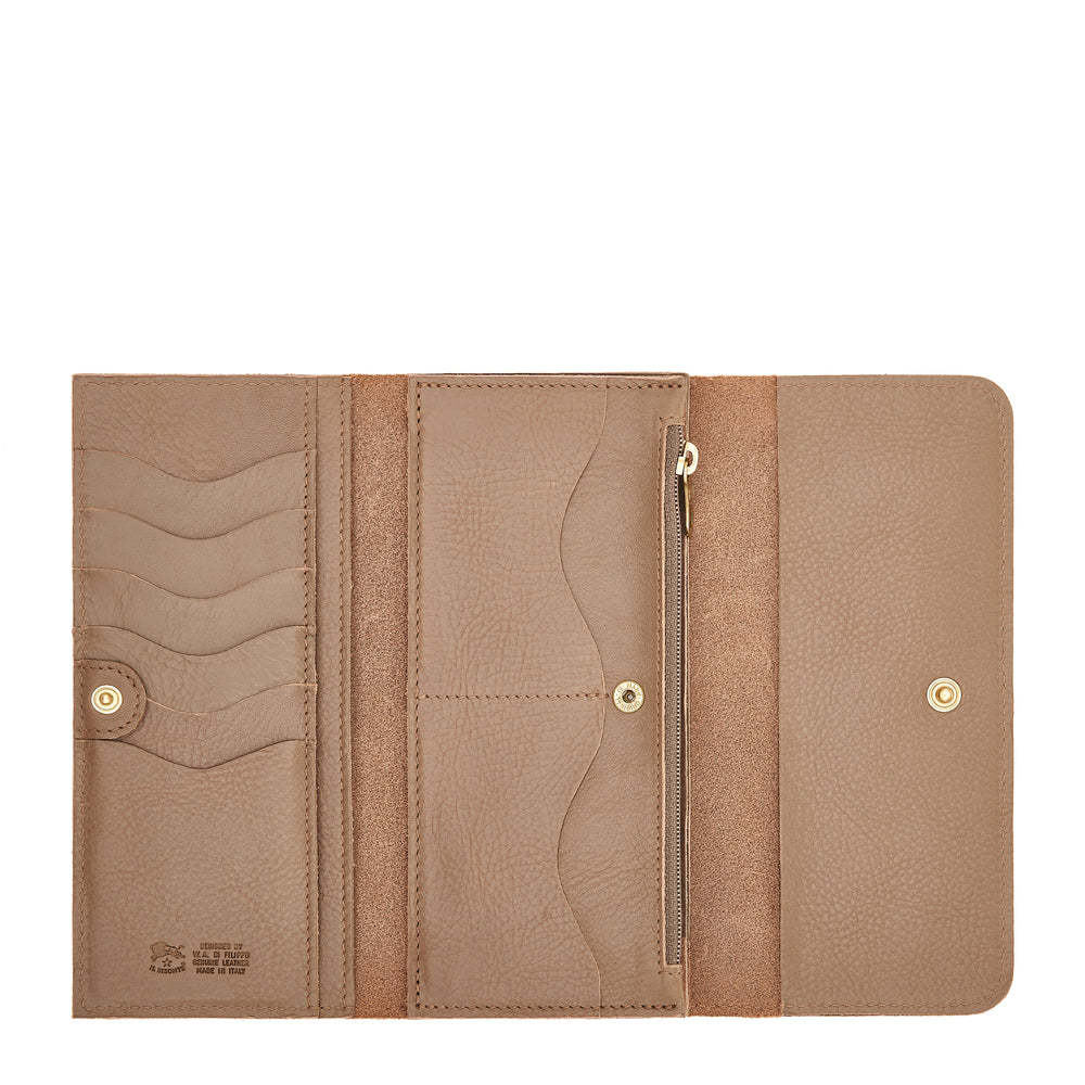 Women's continental wallet in calf leather color light grey