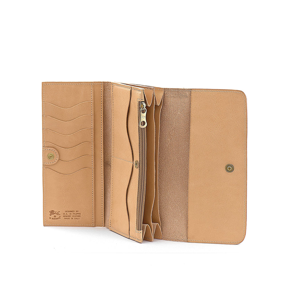 Women's continental wallet in calf leather color natural