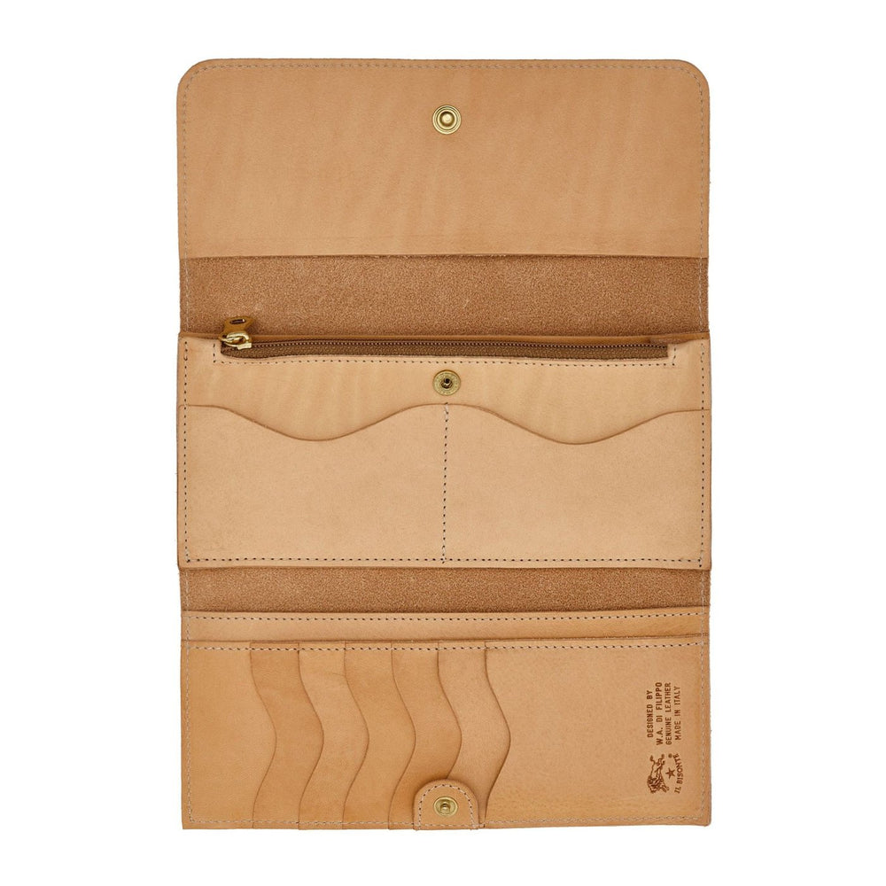 Women's continental wallet in calf leather color natural