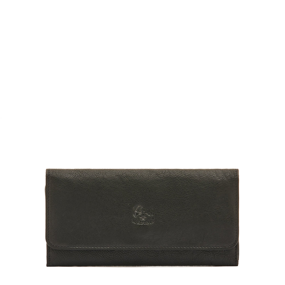 Women's continental wallet in vintage leather color black