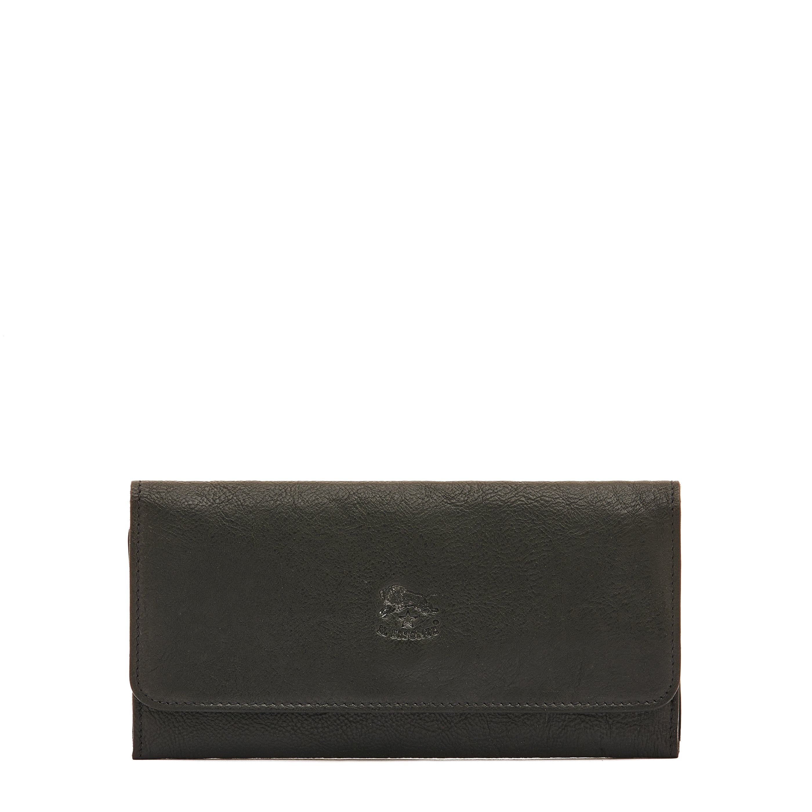 Women's continental wallet in vintage leather color black