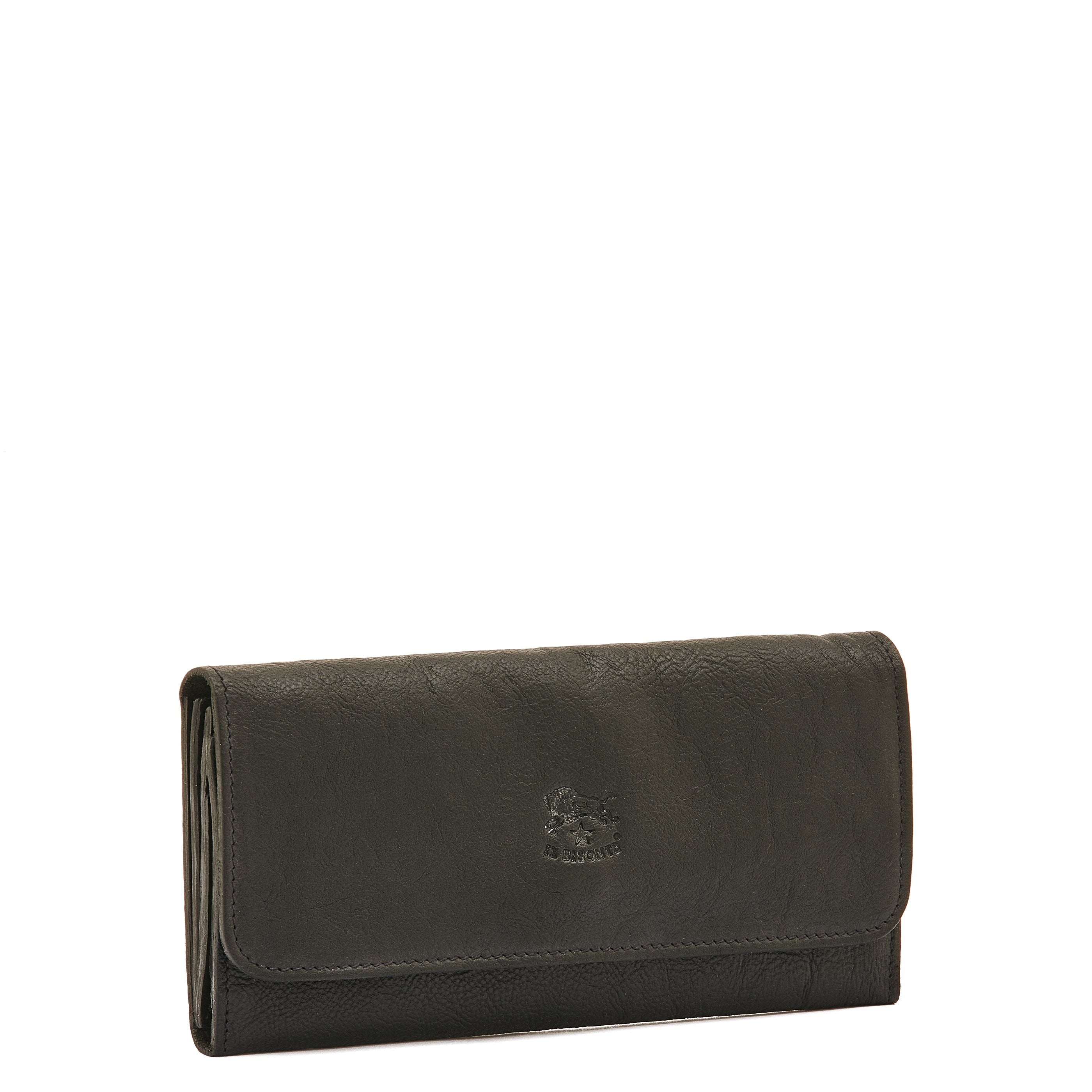 Women's continental wallet in vintage leather color black