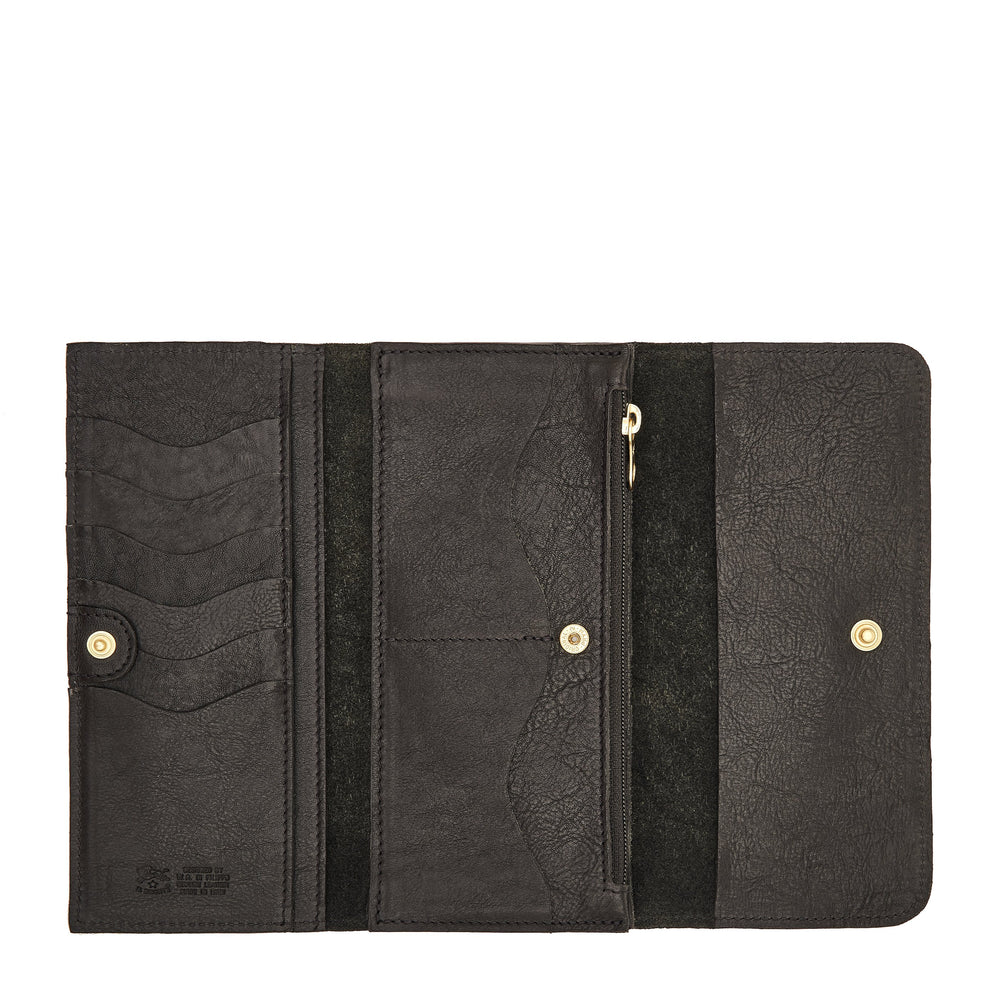 Women's continental wallet in vintage leather color black