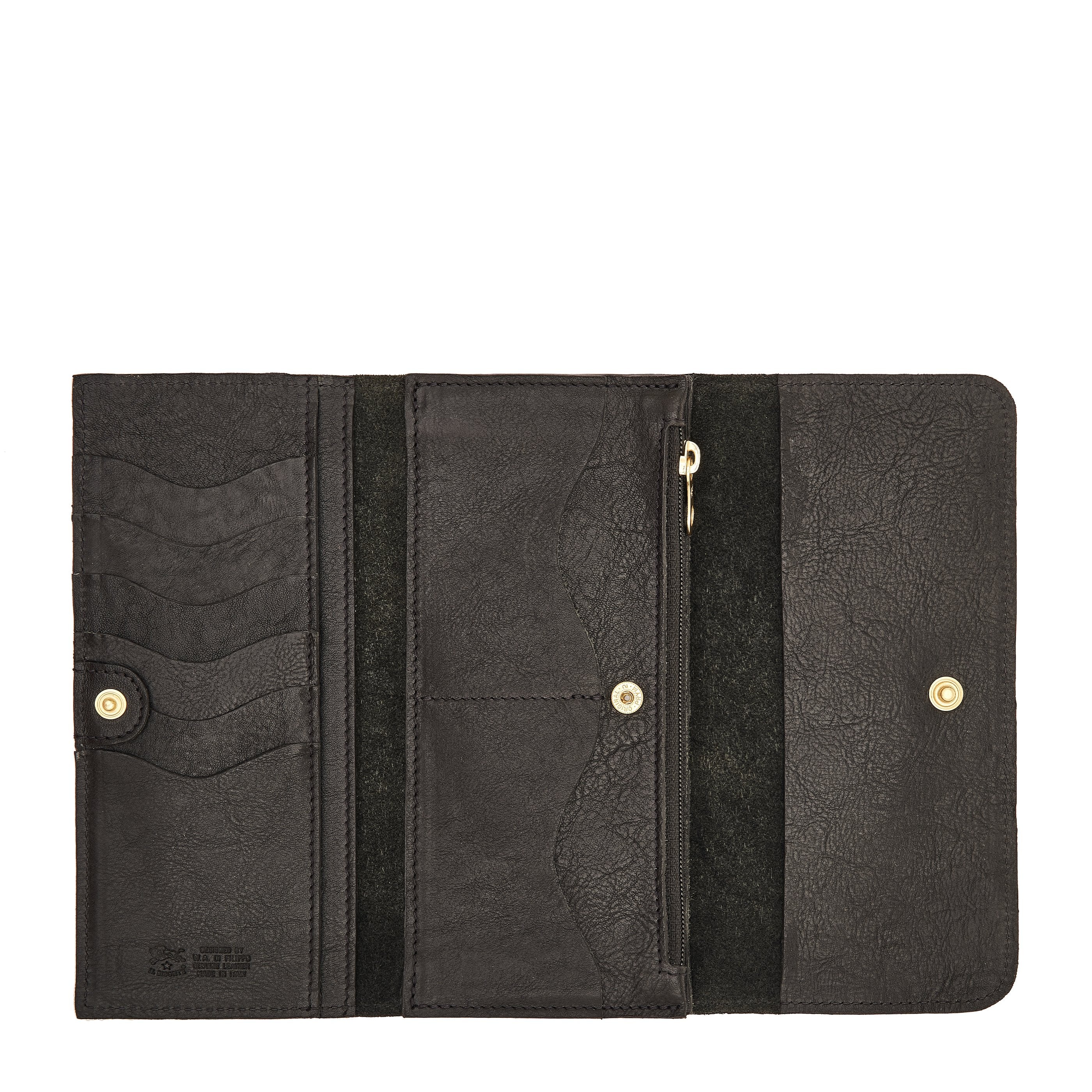Women's continental wallet in vintage leather color black