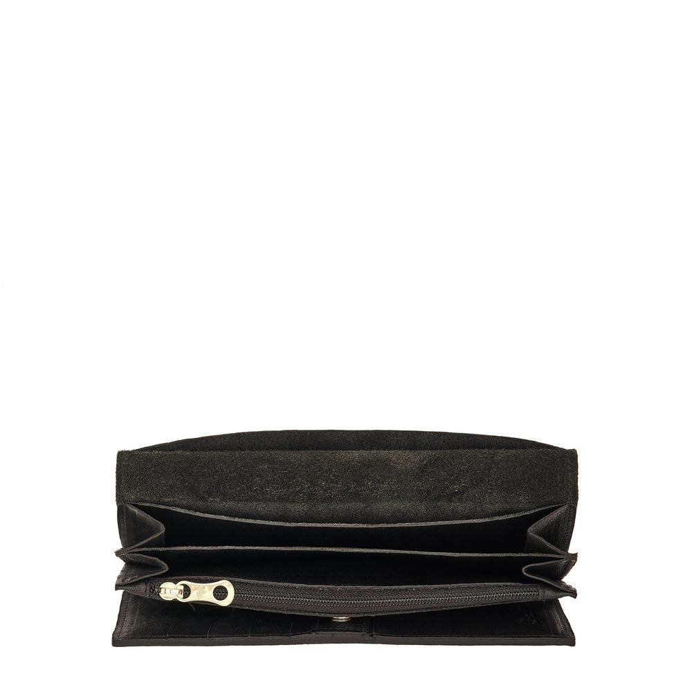 Women's continental wallet in vintage leather color black
