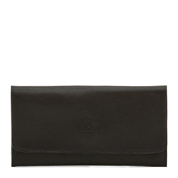 Portefeuille continental pour femme en cuir couleur noir