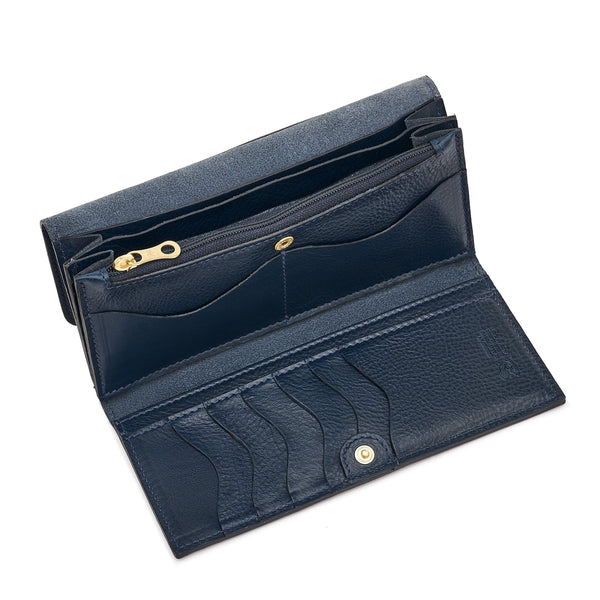 Portafoglio continental da donna in pelle colore blu