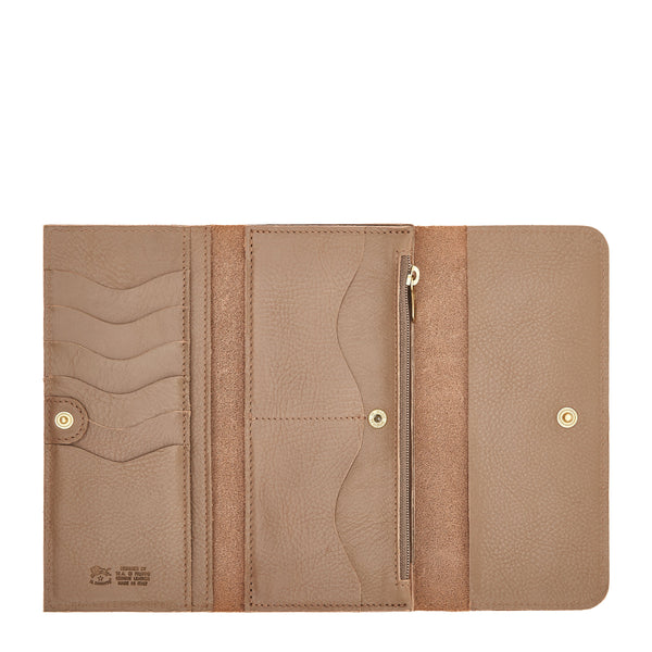 Women's continental wallet in leather color light grey