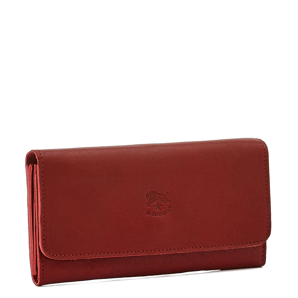 Portafoglio continental da donna in pelle colore rosso