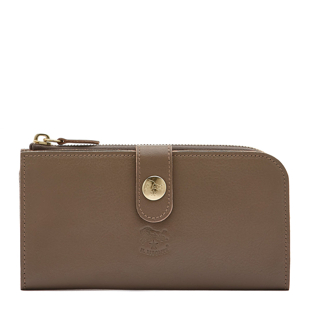 Portefeuille continental pour femme en cuir de veau couleur gris