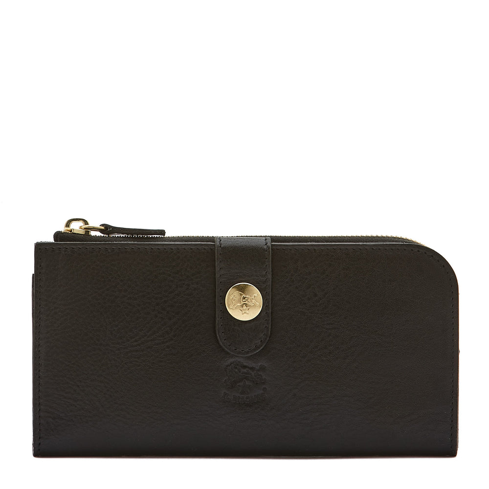 Women's continental wallet in leather color black
