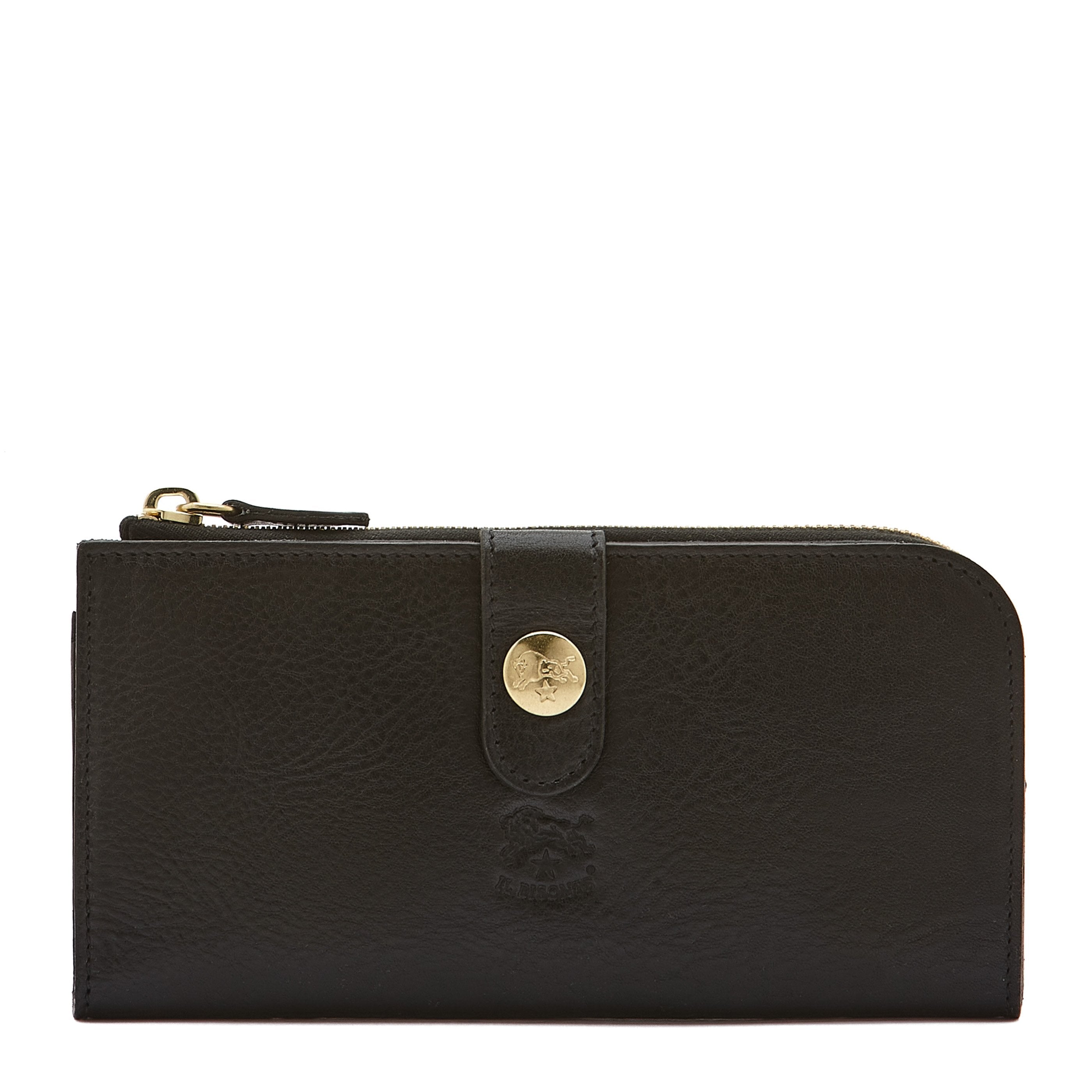 Women's continental wallet in leather color black