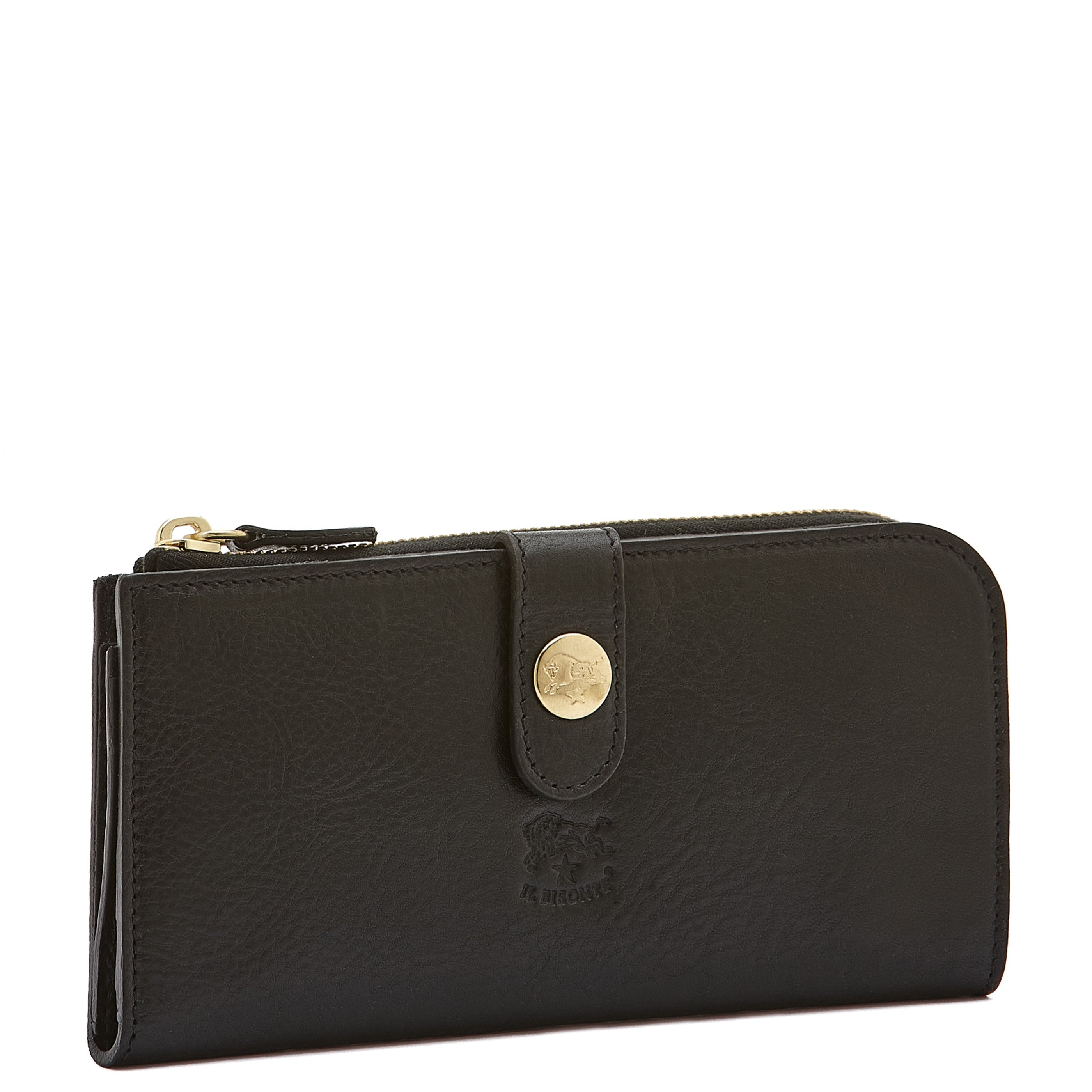 Women's continental wallet in leather color black