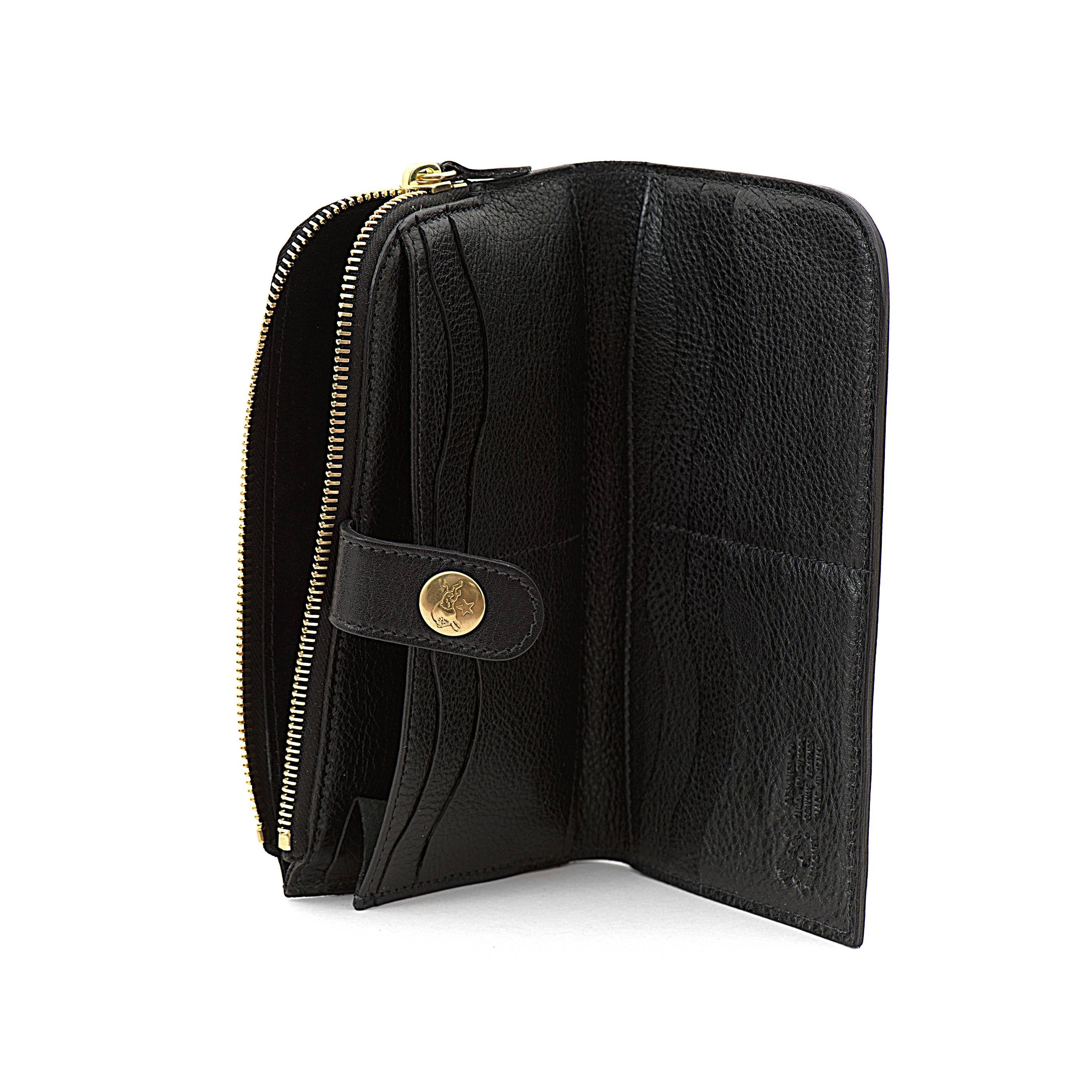 Women's continental wallet in leather color black