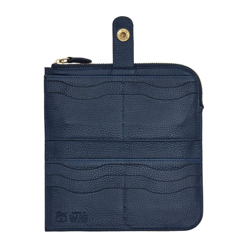 Women's continental wallet in leather color blue