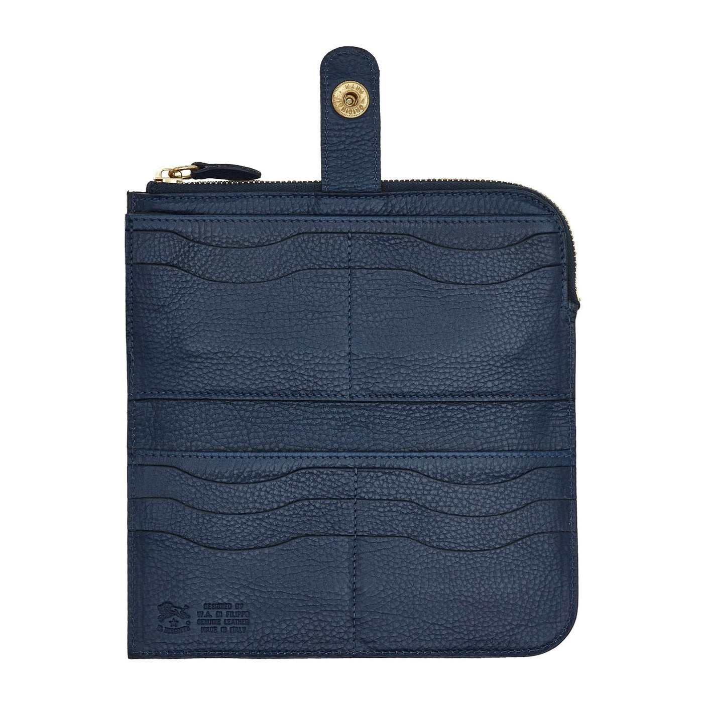 Women's continental wallet in leather color blue