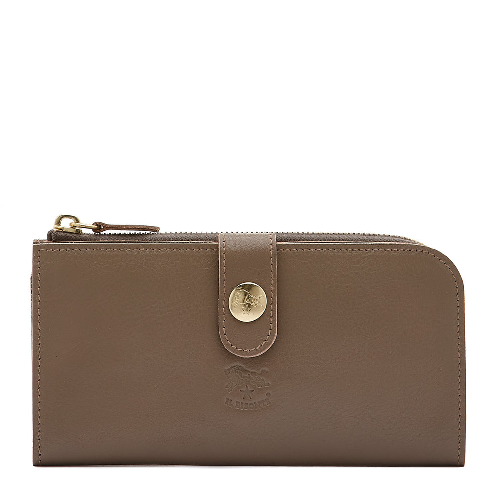 Women's continental wallet in leather color light grey
