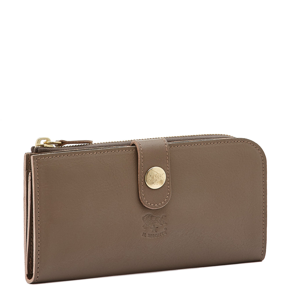 Women's continental wallet in leather color light grey
