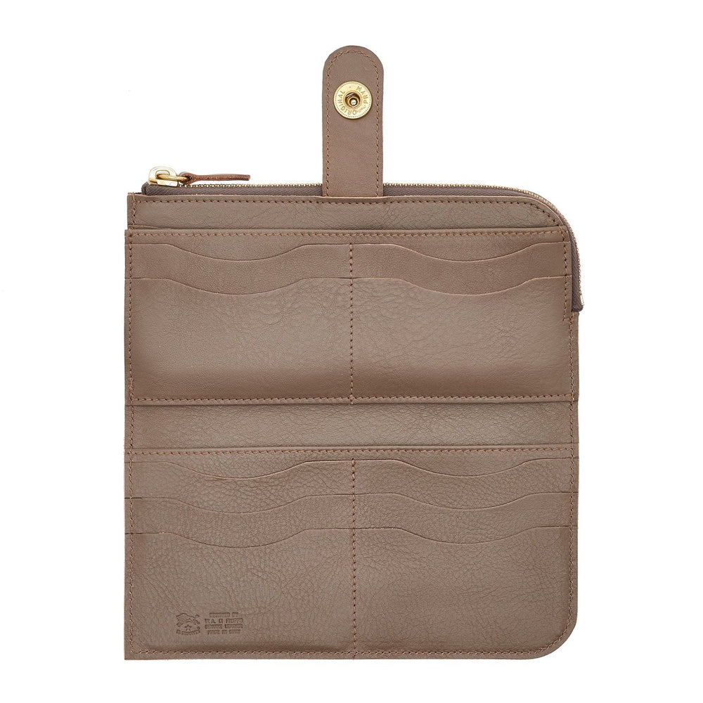 Women's continental wallet in leather color light grey
