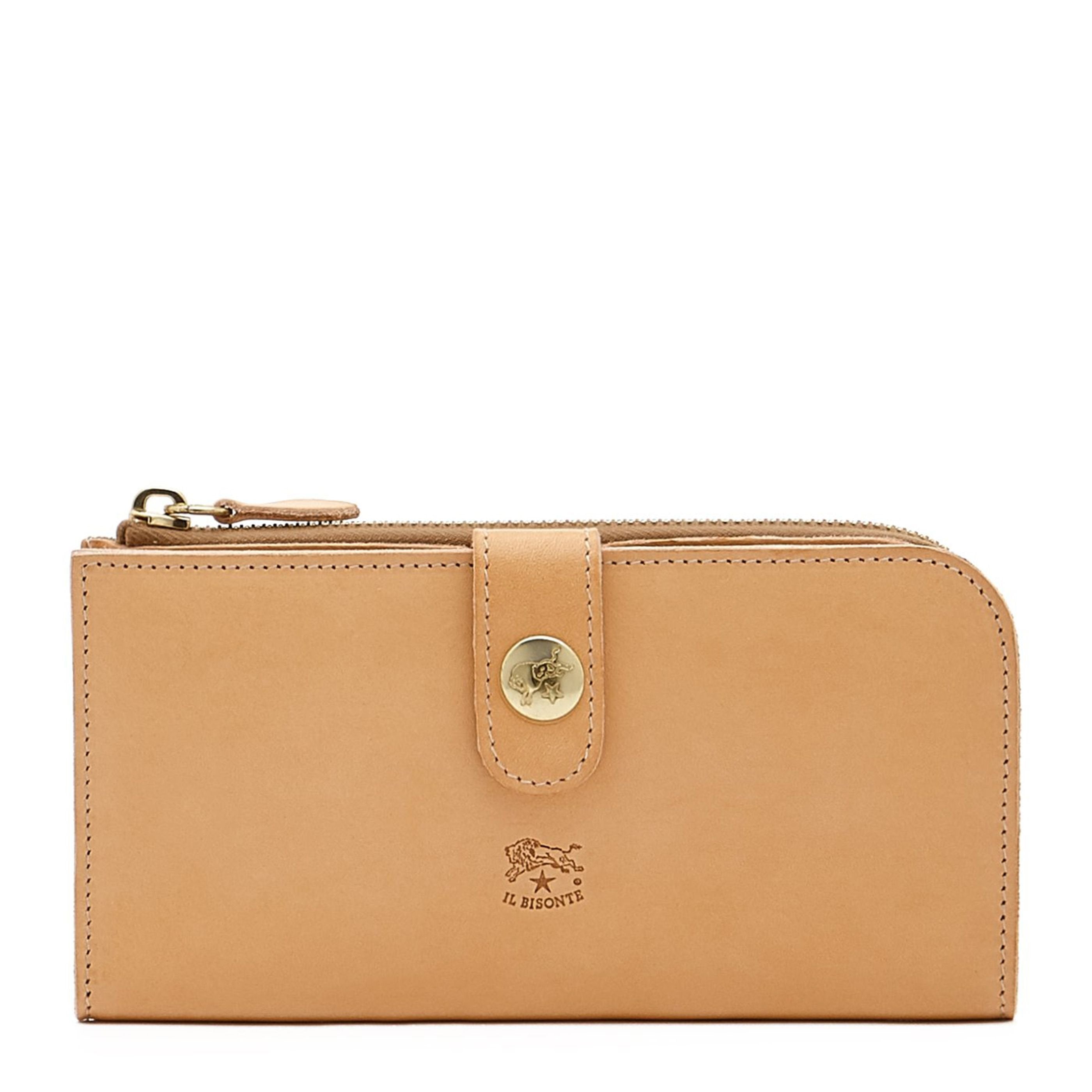 Women's continental wallet in leather color natural