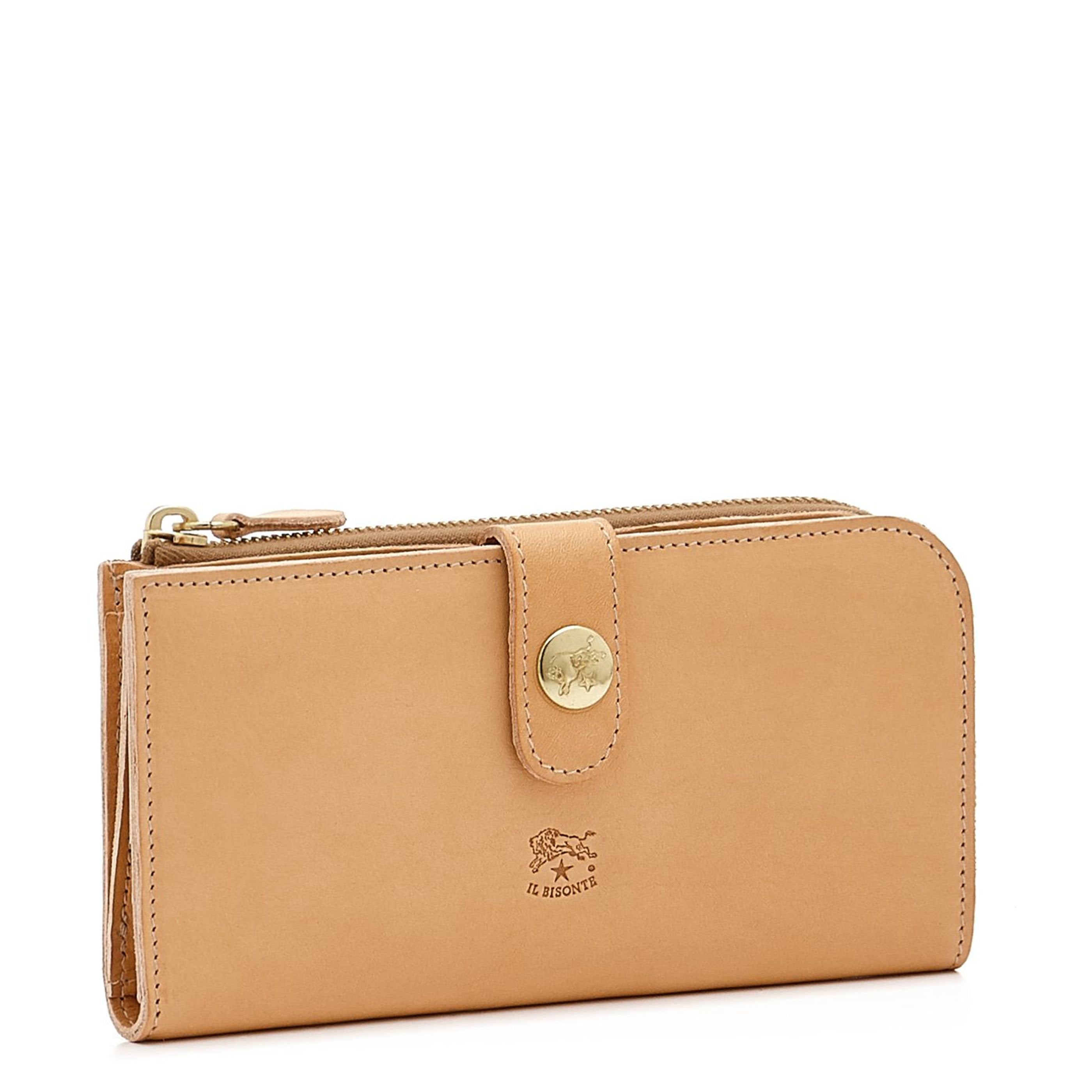 Women's continental wallet in leather color natural