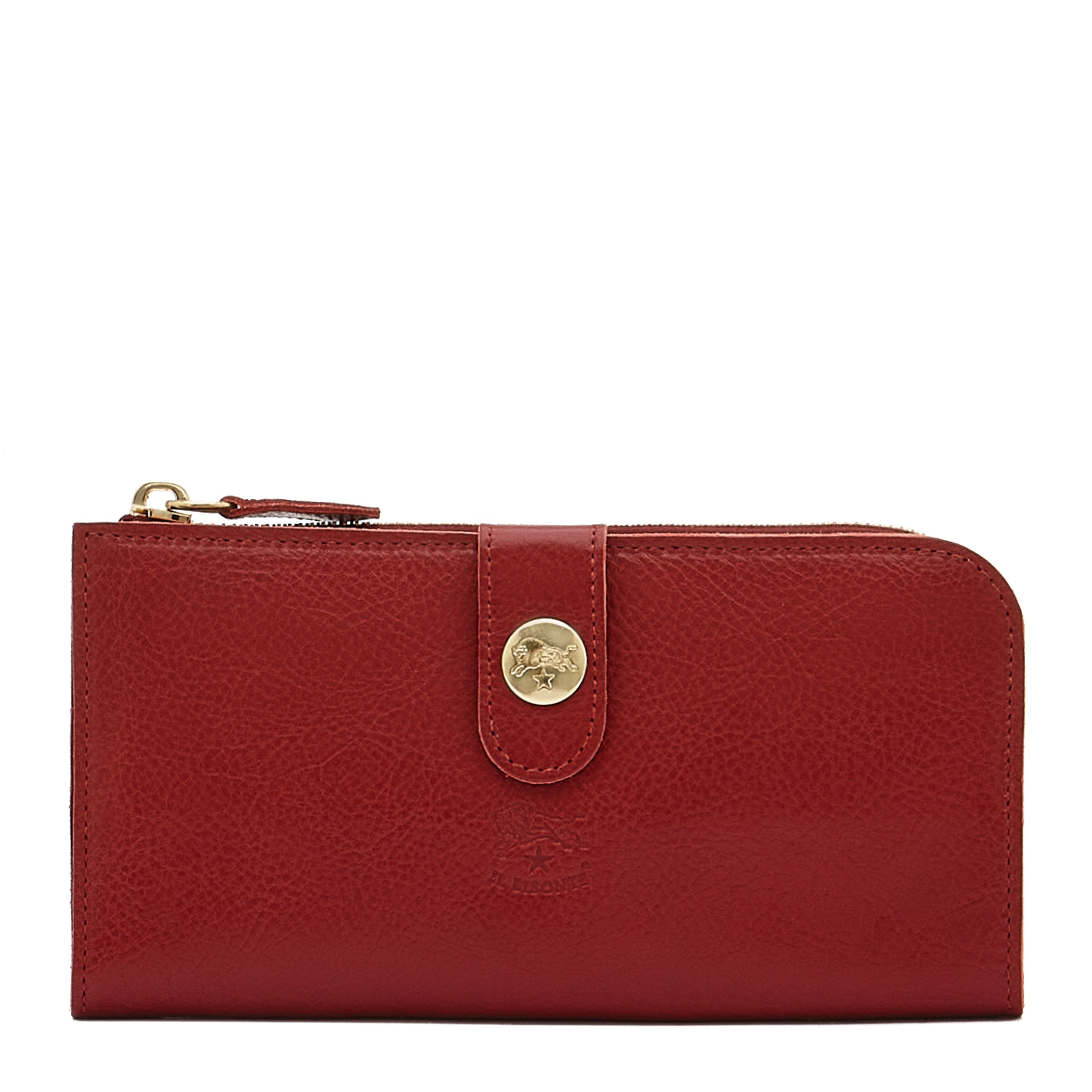 Women's continental wallet in leather color red