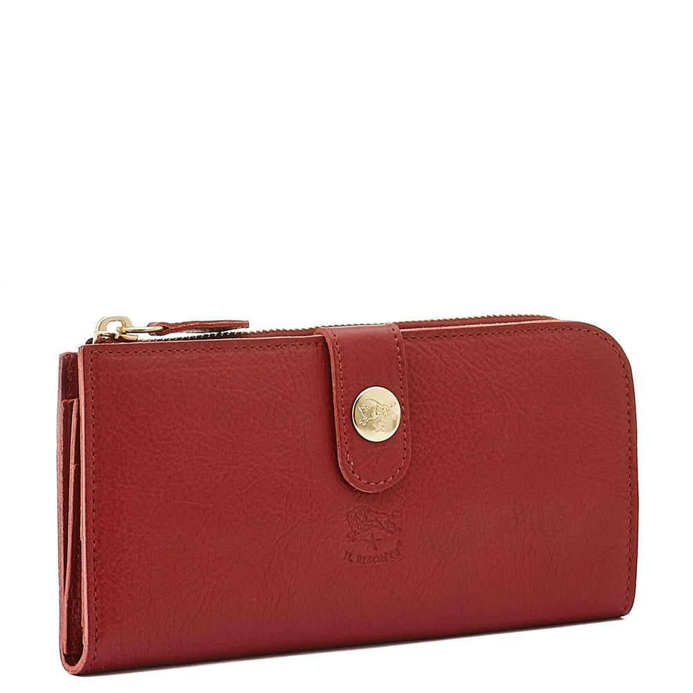 Women's continental wallet in leather color red