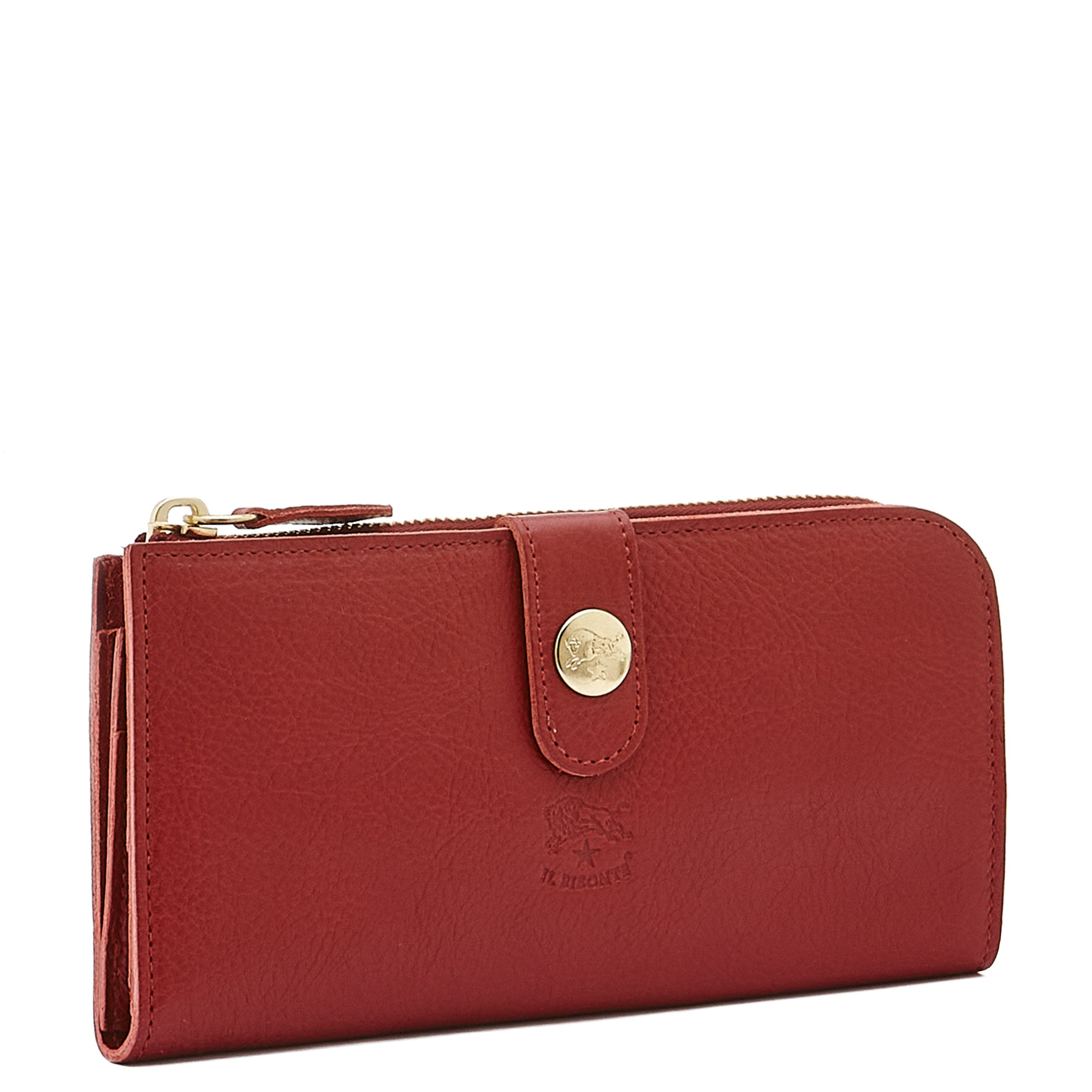 Women's continental wallet in leather color red