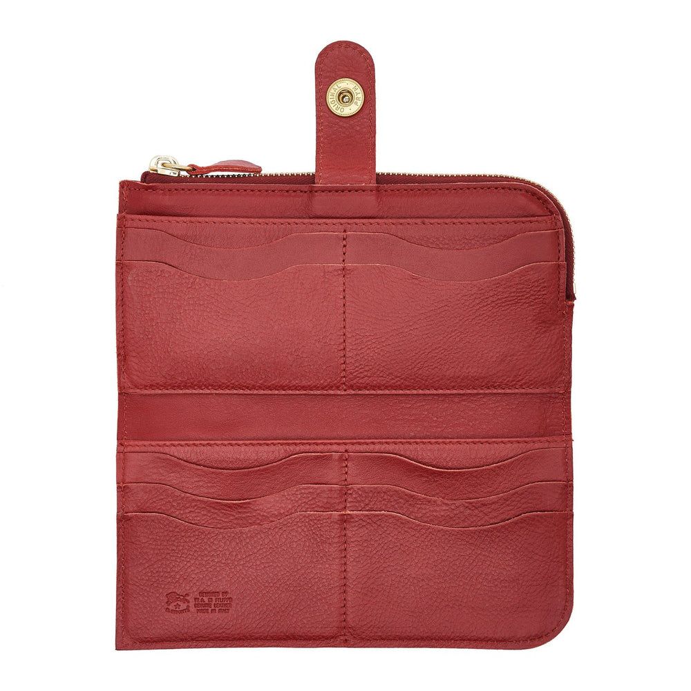 Women's continental wallet in leather color red