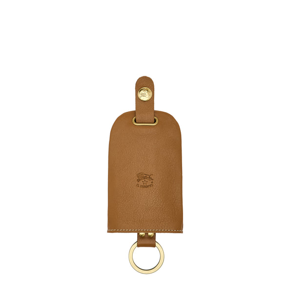 Keyring in leather color gianduia