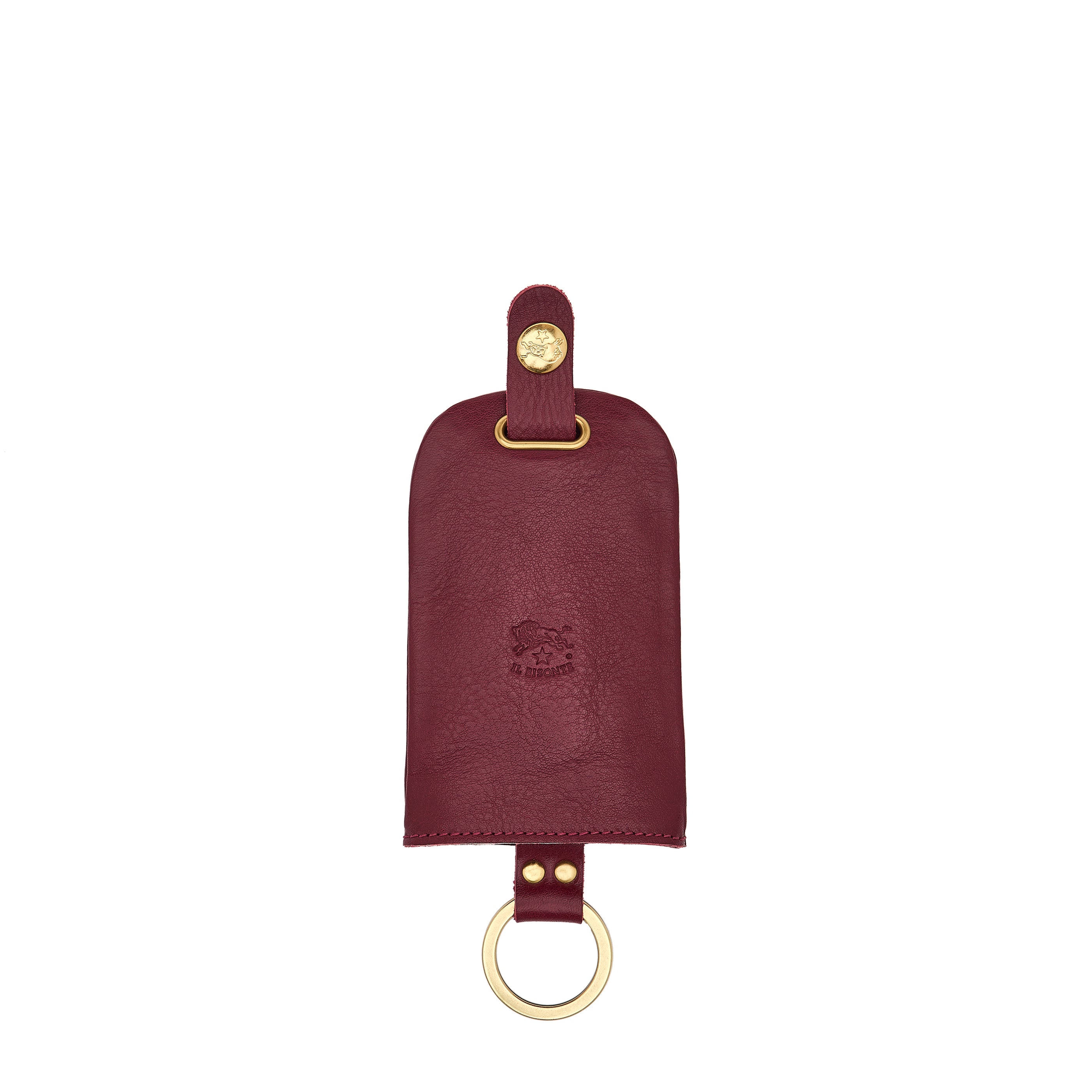 Keyring in leather color black cherry