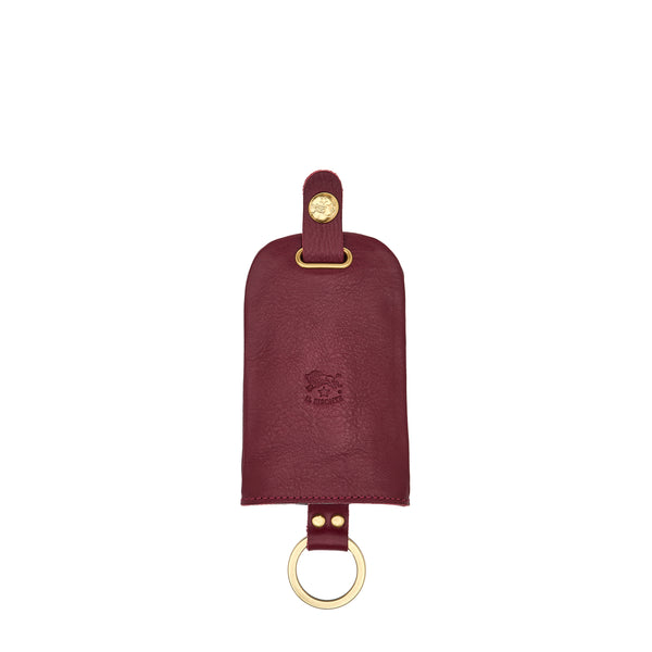 Porte clefs en cuir couleur cerise noir