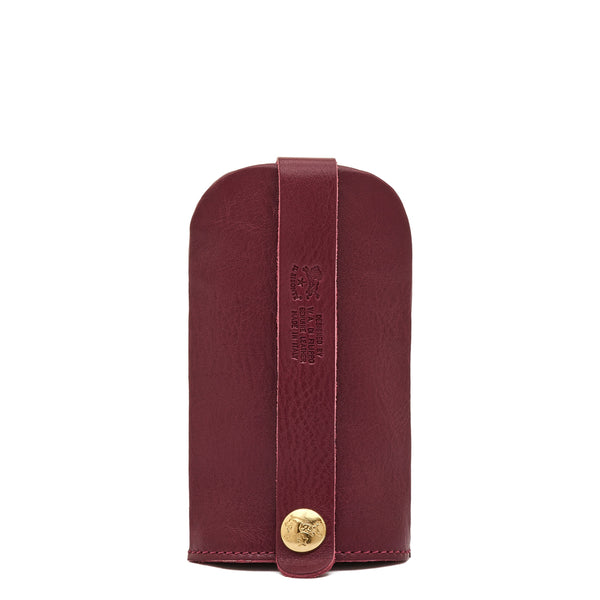 Porte clefs en cuir couleur cerise noire