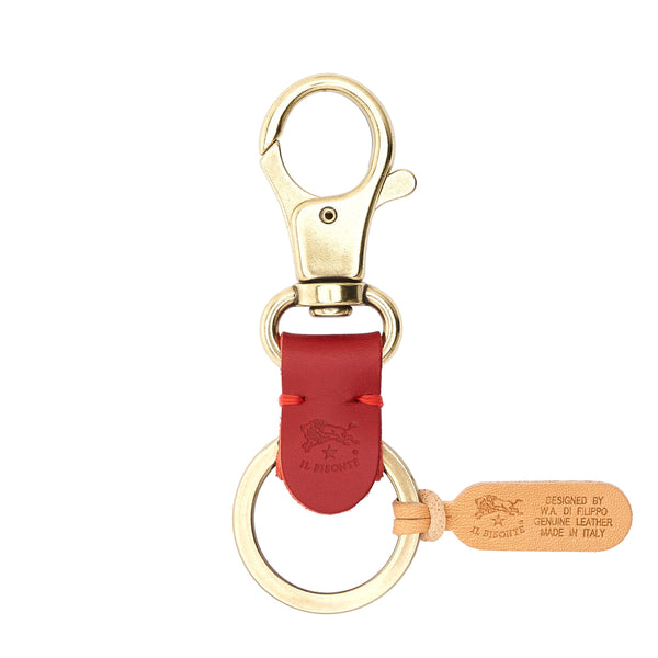 Porte clefs en cuir couleur rouge rubis