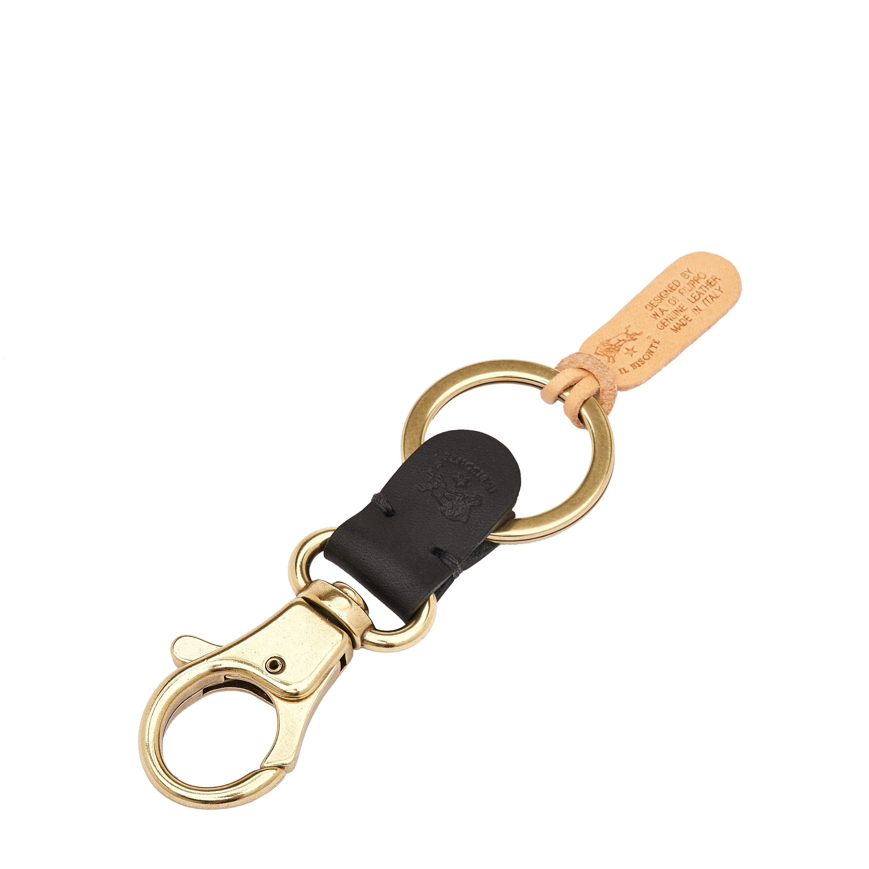 Keyring in leather color black