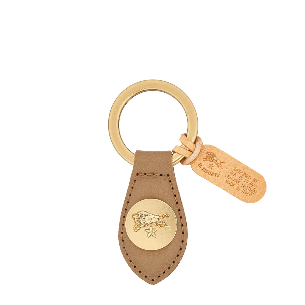 Keyring in calf leather color light grey