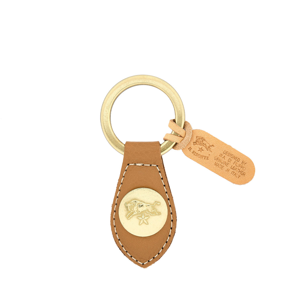 Porte clefs en cuir couleur gianduia