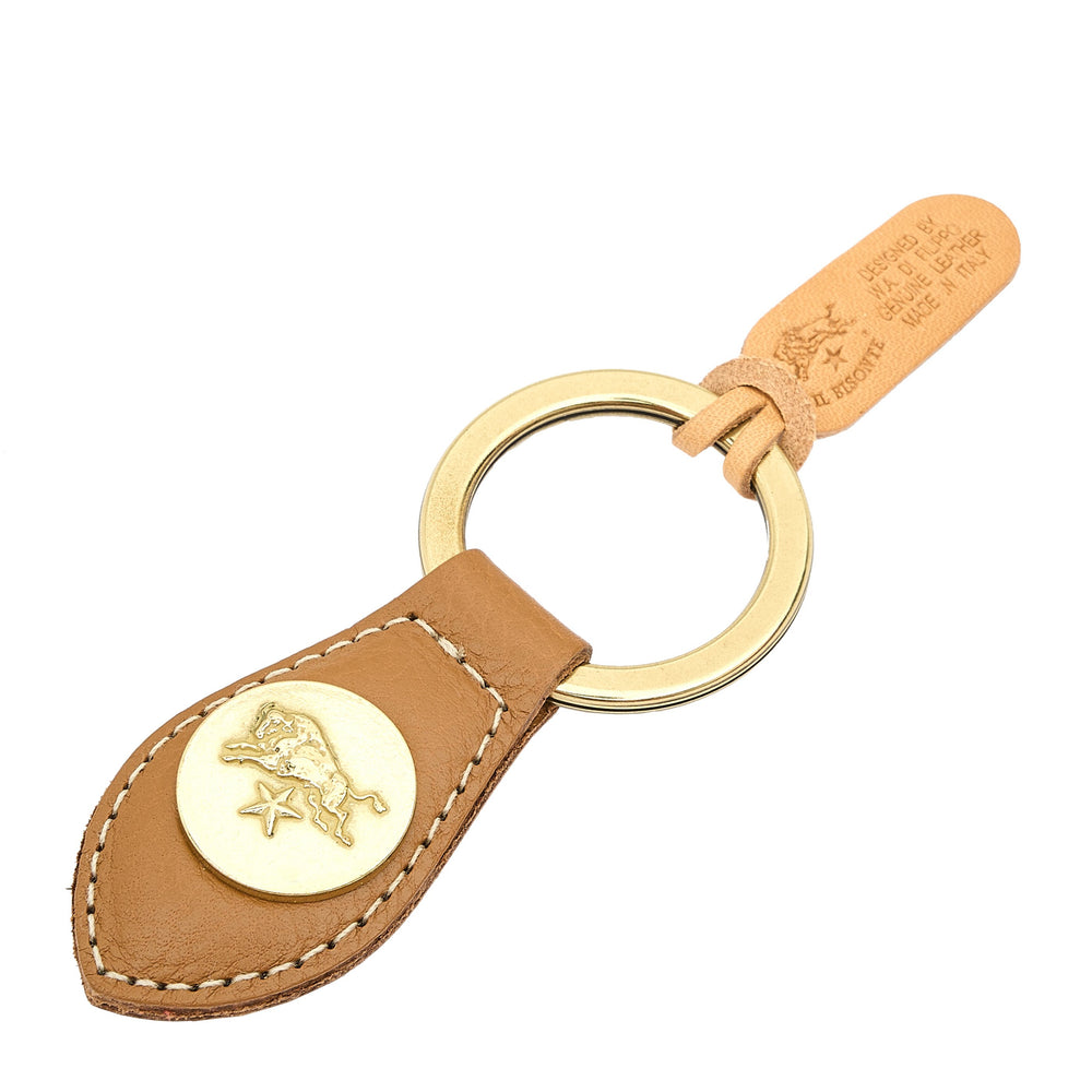 Porte clefs en cuir couleur gianduia