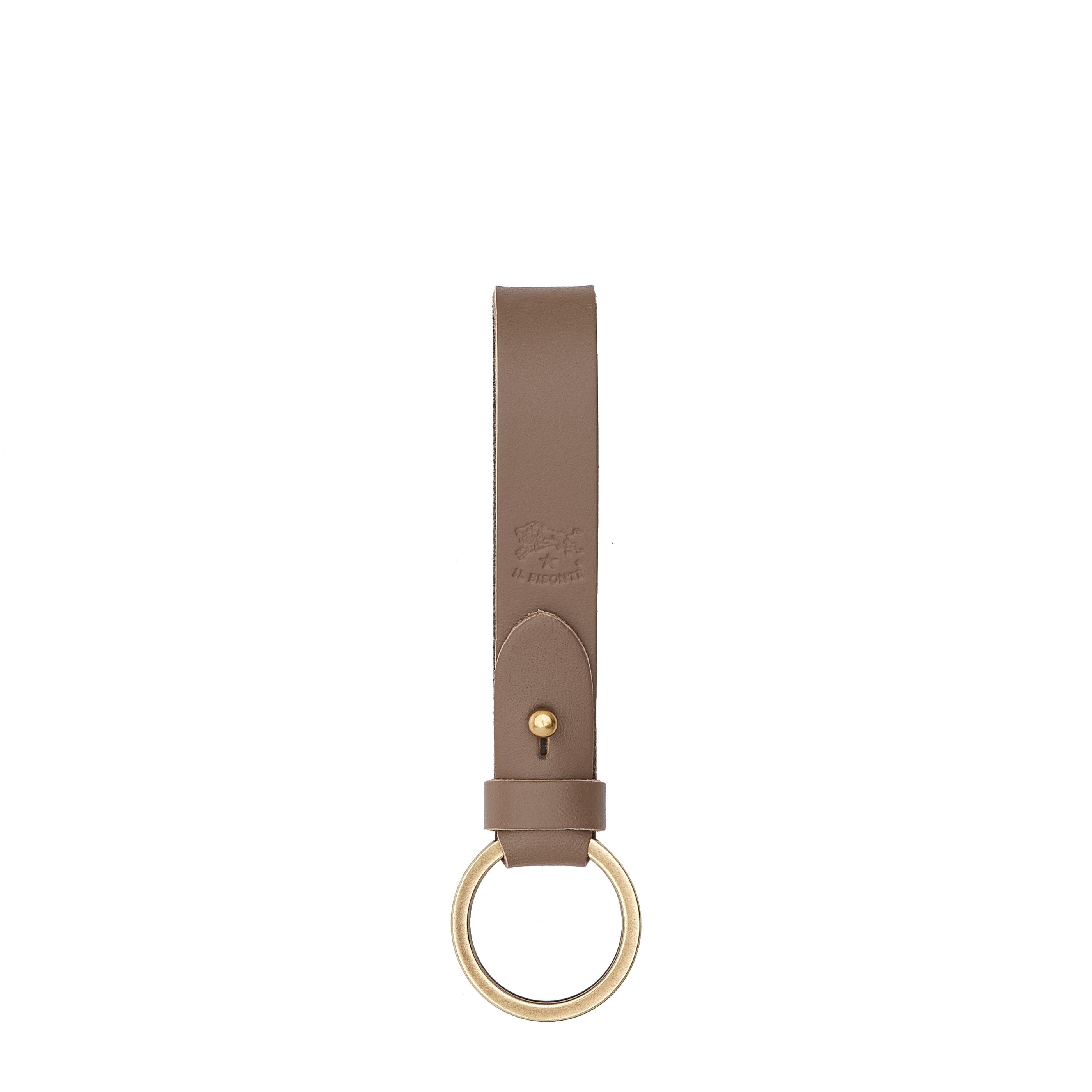 Keyring in leather color light grey