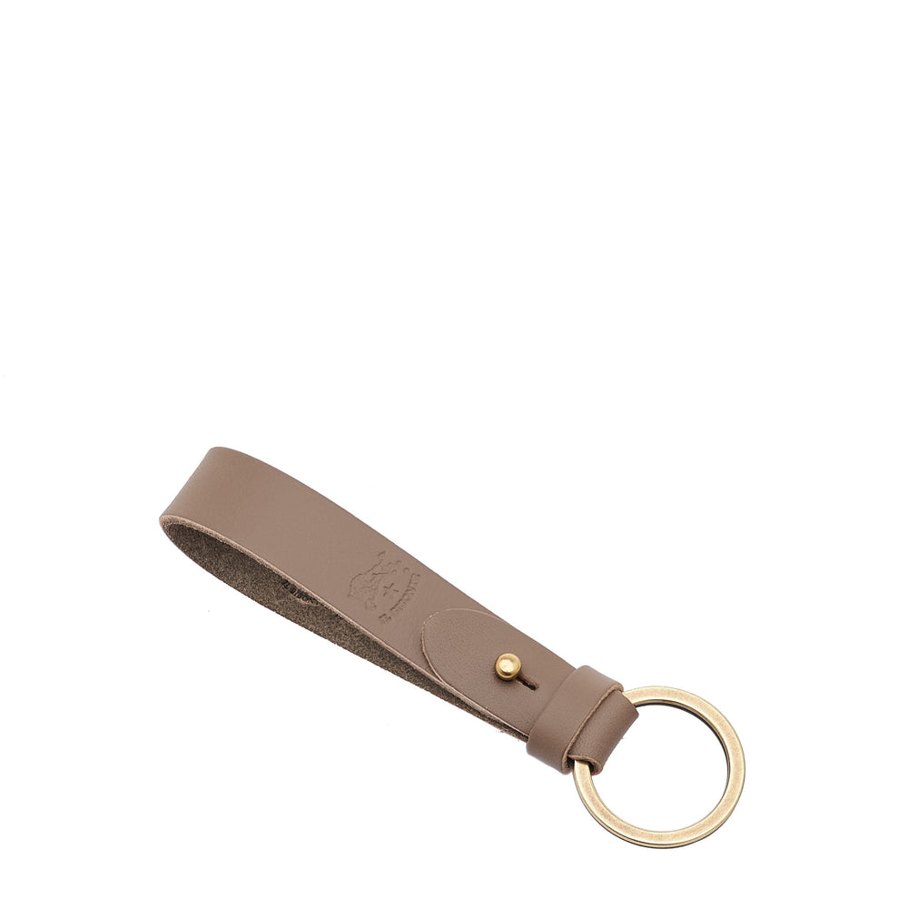 Keyring in leather color light grey